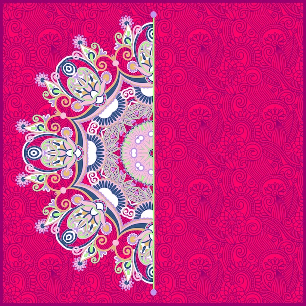 Ornamental template with circle floral background