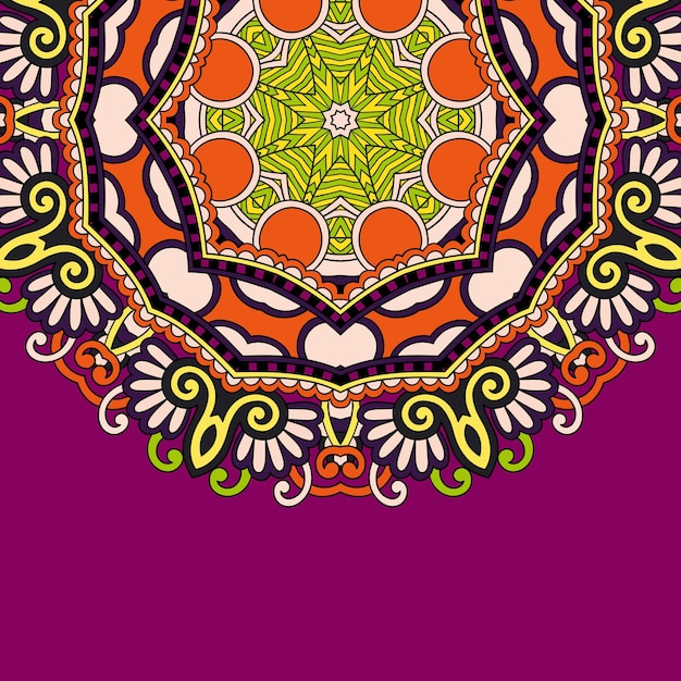 Ornamental template with circle floral background