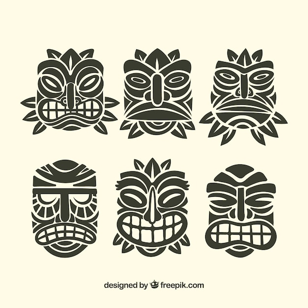 Vector ornamental tiki mask collection