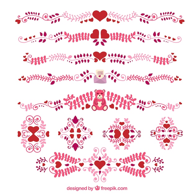 Vector ornamental valentine dividers