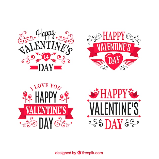 Ornamental valentines day labels pack