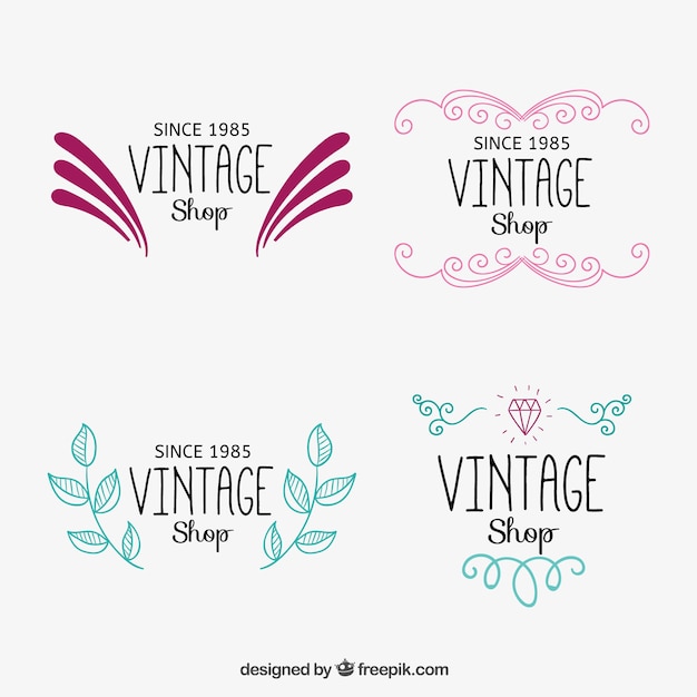 Ornamental vintage shop logos