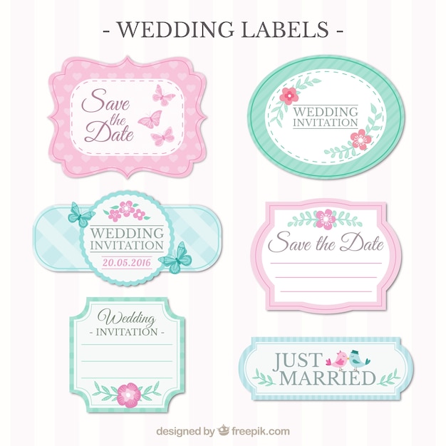 Ornamental wedding labels in vintage style