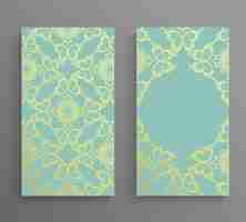 Vector ornamented covers design in gold and turquoise colors greeting cards invitation money envelopes design