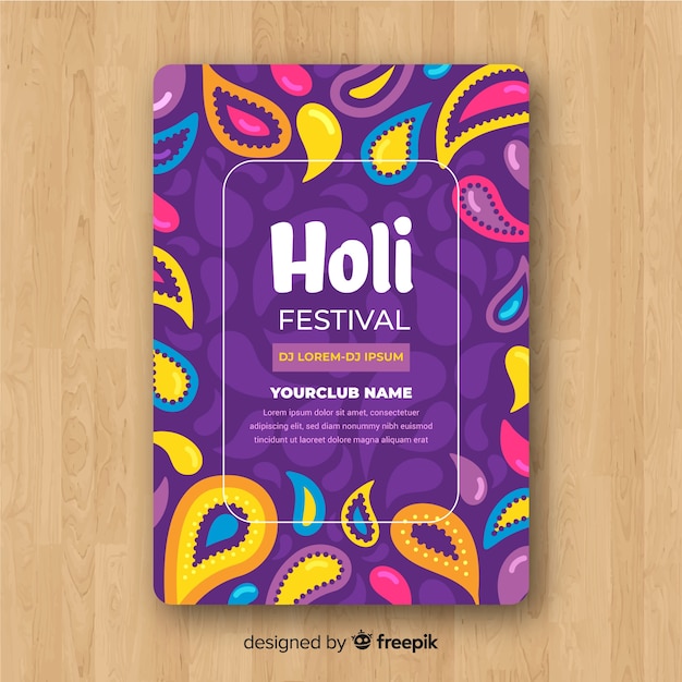 Ornamenten holi festival partij poster