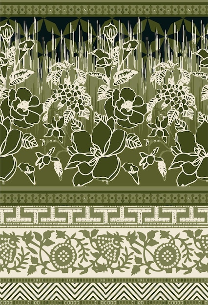 Ornamenten met bladpatroon vector illustratin stofontwerp