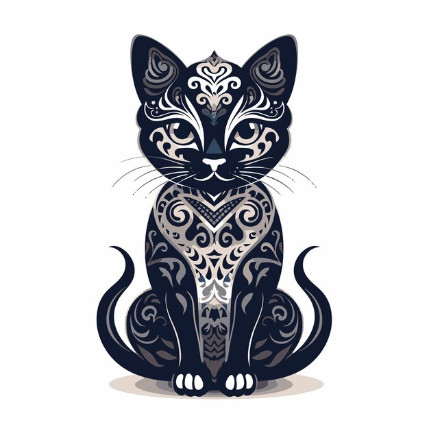 Vector ornate cat illustration