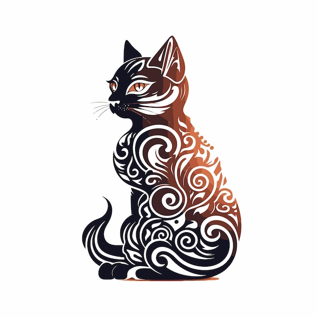 Vector ornate cat illustration