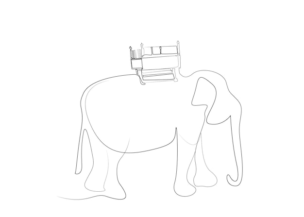 Vettore concetto artistico di disegno a tratteggio di elefante decorato. elefante dei paesi asiatici