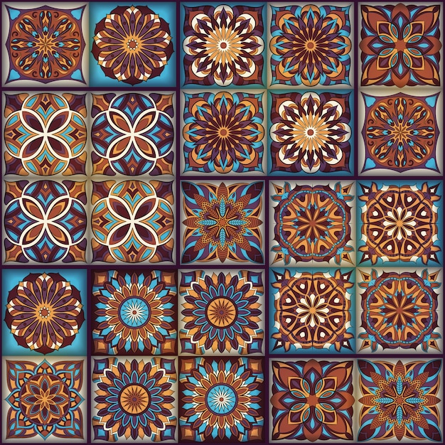 Ornate floral seamless pattern with vintage mandala