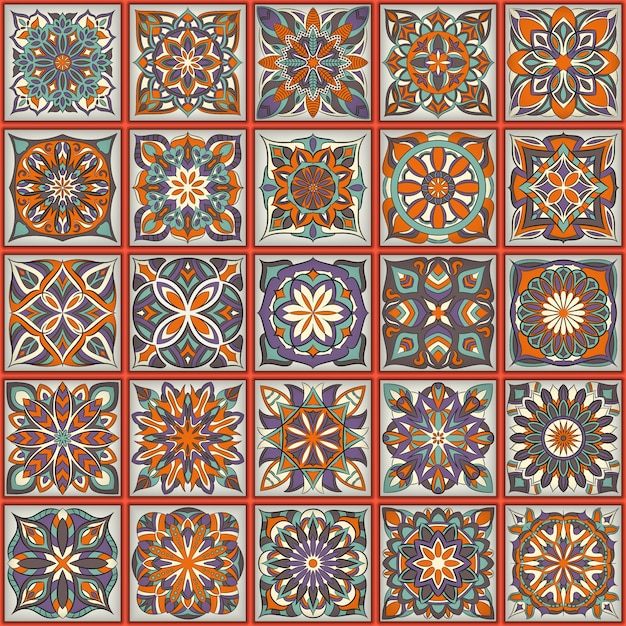 Вектор Декоративная цветочная бесшовная структура, бесконечный образец со старинными элементами мандалы.