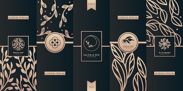 Ornate frames and luxury pattern logos for packaging design template.