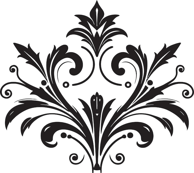 Богато украшенные черные декоративные цветы наследия с королевским колоритом в векторе. Роскошное артистизм Royal Vector D