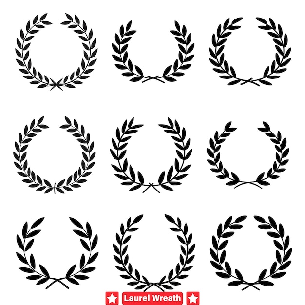Ornate Laurel Wreath Vector Bundle Timeless Symbols of Victory and Excellence