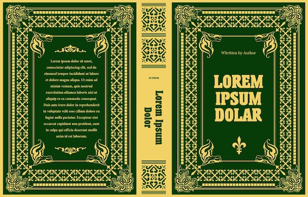 Copertina del libro in pelle ornata e vecchie cornici ornamentali retrò design in stile royal golden romanzo storico illustrazione vettoriale in stile orientale illustrazione disegnata a mano