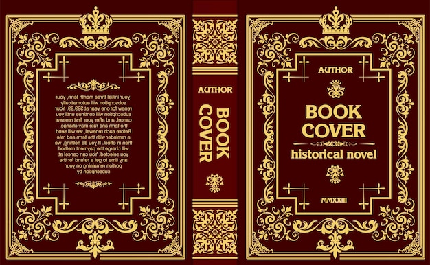 Ornate leather book cover and Old retro ornament frames Royal Golden style design Vintage Border to be printed on the covers of books Vector illustration