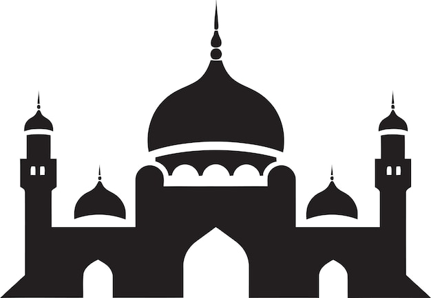 Ornate Oasis Mosque Icon Vector Islamic Marvel Emblematic Mosque Icon