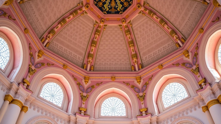 Vector ornate pink mosque dome design