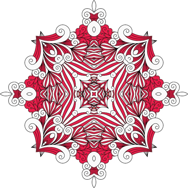 白で華やかな赤の対称的なパターン