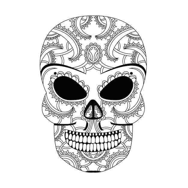 Ornate skull style zentangl doodle