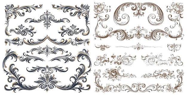 カリグラフィーで装飾されたヴィンテージデザインのフレーム要素 巻き スワッシュ ベクトル