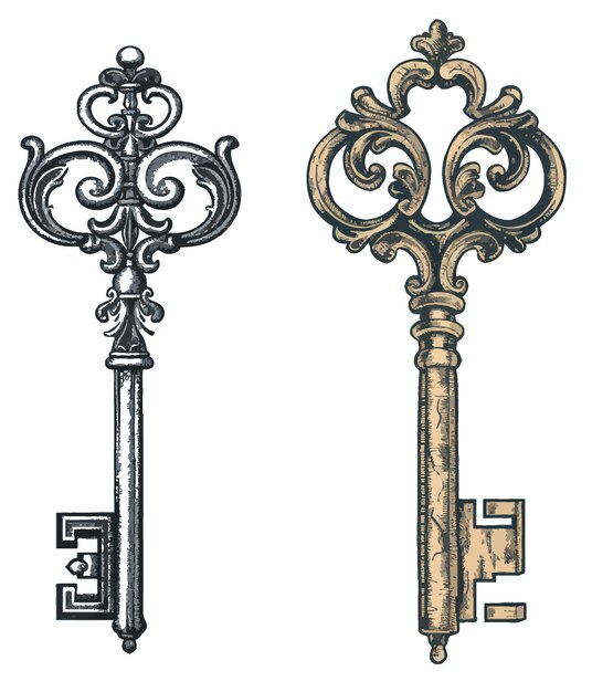 Vector ornate vintage key