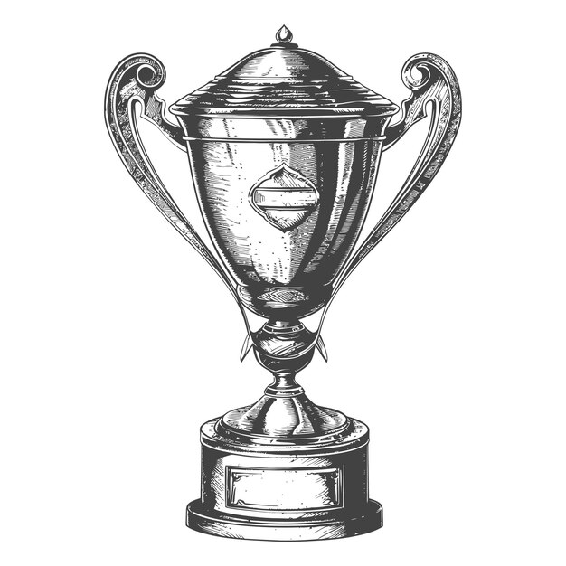 Vector ornate vintage style silver metal trophy detailed sketch