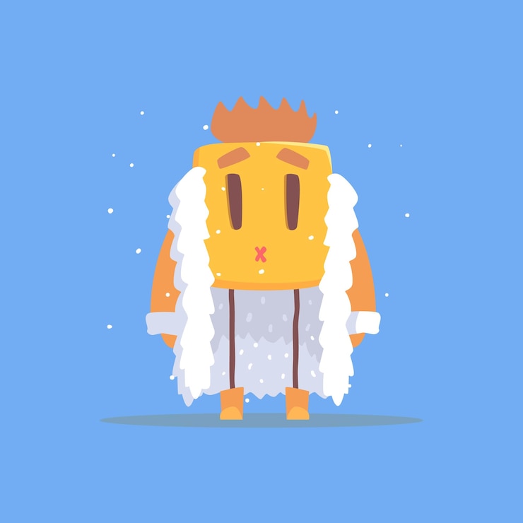 Vector orsnge square shape monster in mantle in winter