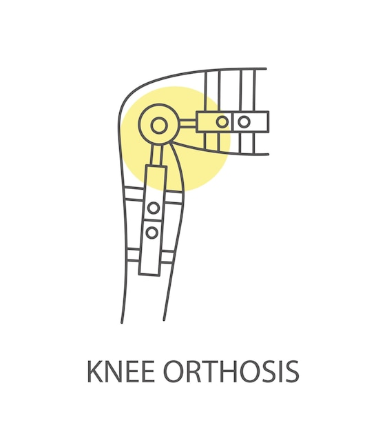 Orthese knie icoon in lineaire vectorillustratie