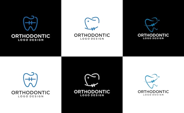 ортодонтический стоматологический логотип имплантат зуб вектор шаблон