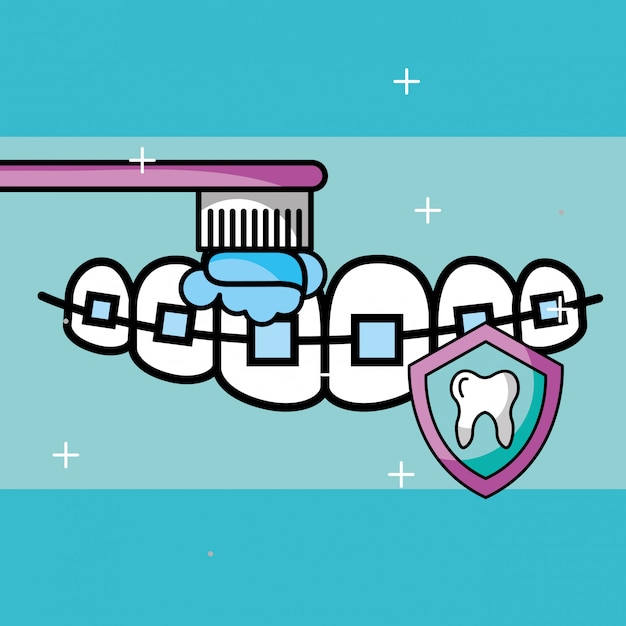 Cura ortodontica spazzolatura protezione scudo dente