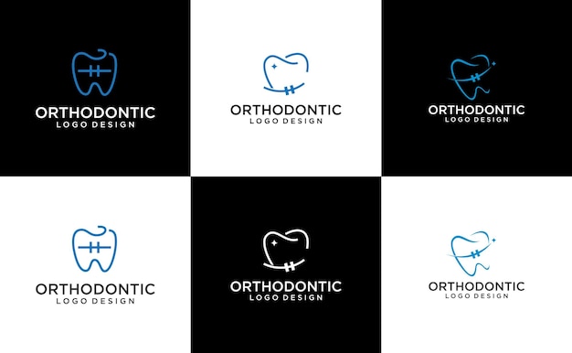 orthodontische tandheelkundige logo implantaat tand vector sjabloon