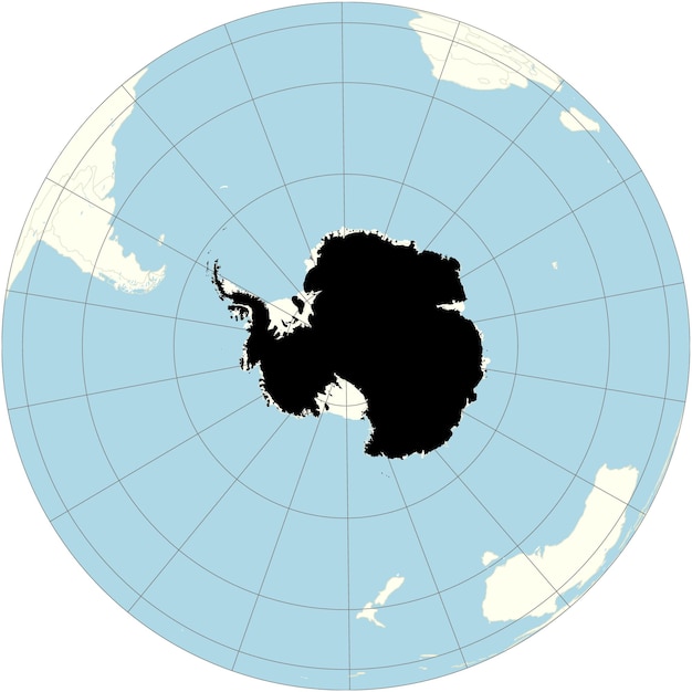 Vector the orthographic projection of the world map with antarctica at its center earths southernmost cont