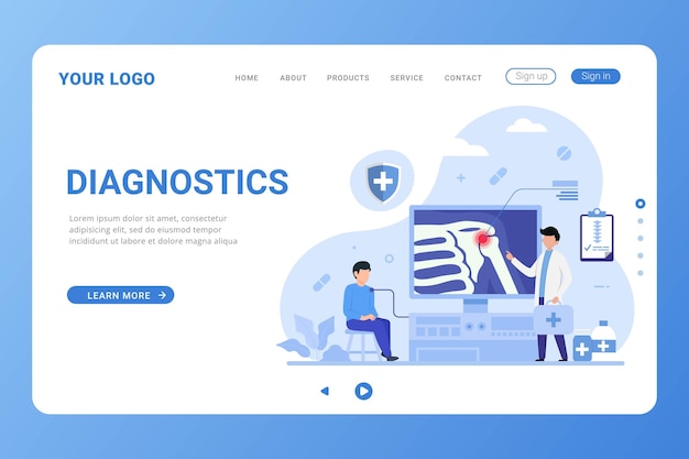 Vector orthopedics doctor web banner or landing page template