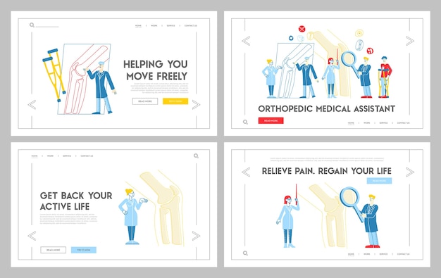 Orthopedics healthcare appointment landing page template set