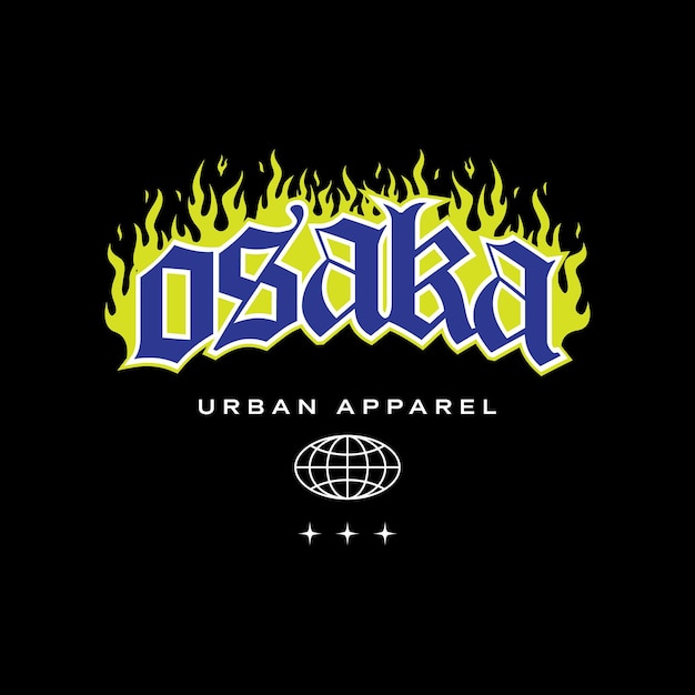 Osaka tokyo giappone tshirt vintage streetwear tipografia slogan tshirt design illustrazione vettoriale