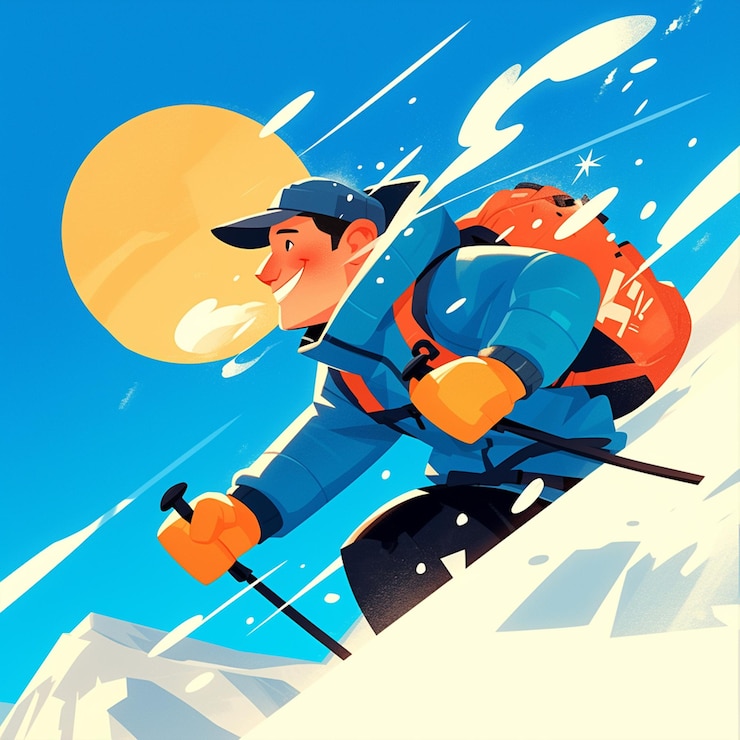 Vector a oslo boy goes crosscountry skiing in cartoon style