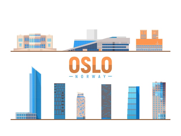 Oslo norway city landmark vector illustration business travel and tourism concept with modern buildings image for presentation banner placard and web site