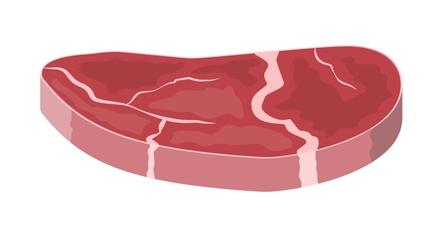 Ossenhaas. Varkenspoot. Plak van biefstuk, vers vlees. Ongekookte karbonade. Vectorillustratie in vlakke stijl