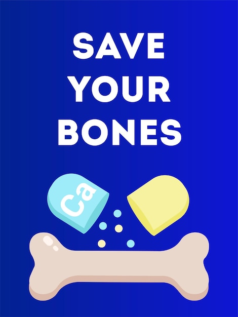 Osteoporosis vector illustration. medical orthopaedic poster with an illustration of bones