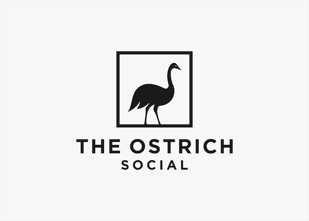ostrich logo design vector silhouette illustration