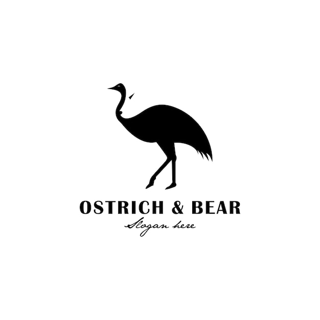 ostrich and polar bear negative space vector logo design