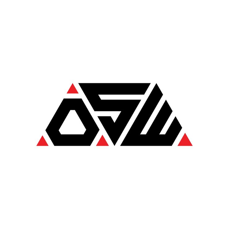 Vector osw 三角形字母标志设计与三角形形状 osw三角形标志设计单字符 osw三边形向量标志模板与红色 osw 三边形标志 简单 优雅和豪华 标志 osw