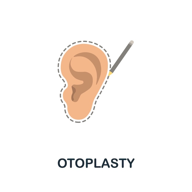 Vettore icona piatta per otoplastica segno colorato dalla collezione di chirurgia plastica illustrazione creativa dell'icona per otoplastica per infografiche di web design e altro ancora