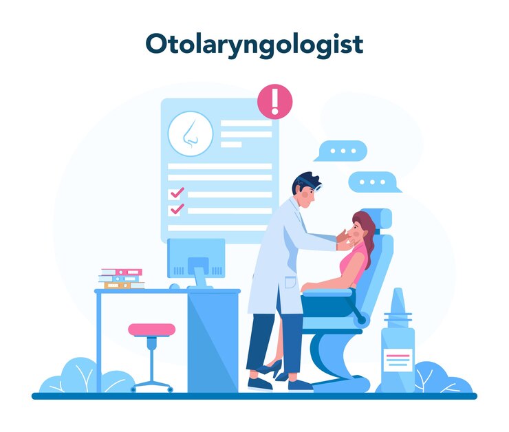 Vector otorhinolaryngologist concept illustration in cartoon style