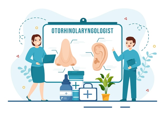 Otorhinolaryngologist Illustratie met medische betrekking tot de oorneus en keelsjablonen