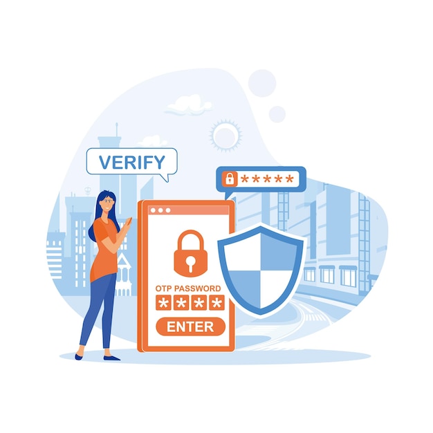 Vector otp authentication secure verification onetime password for secure transaction on digital payment