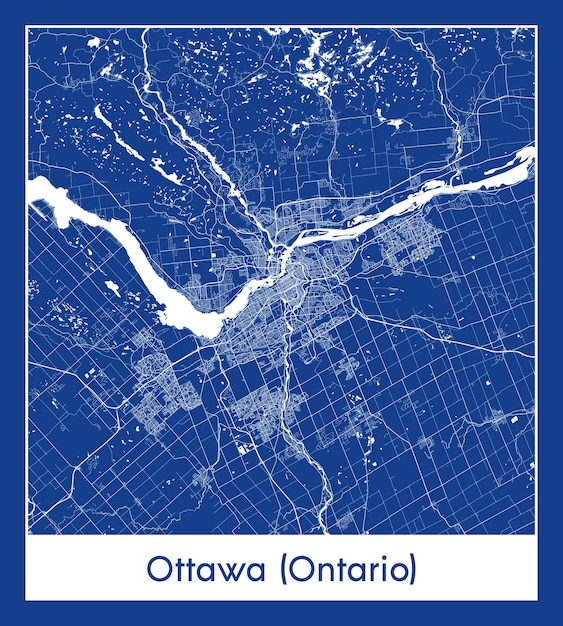 Ottawa ontario canada north america city map blue print vector illustration