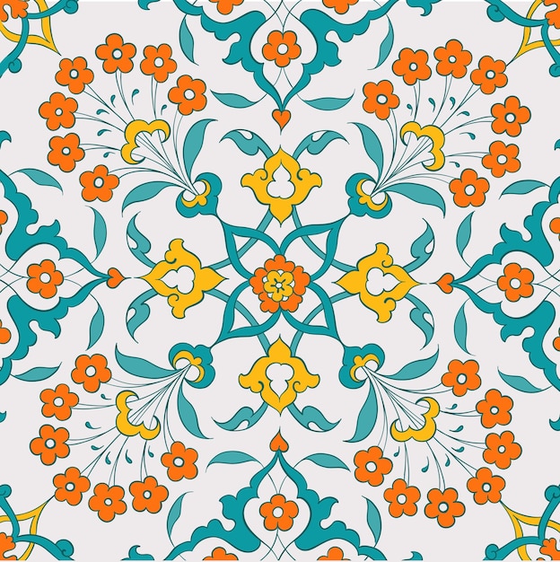 Vector ottoman ancient turkish tile floral patterns vintage tile as background