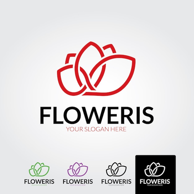 Otus flower logo Vector design template of lotus icons on dark and pink background